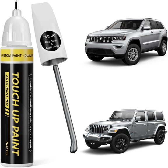 JJEAN-(Billet Silver/Bright White (PSC/JSC) Car Touch Up Paint For JEEP, Car Paint Scratch Repair Kit, Quick & Easy Solution to Repair, 2 in 1 Scratch Remover Pen With Color-Matched