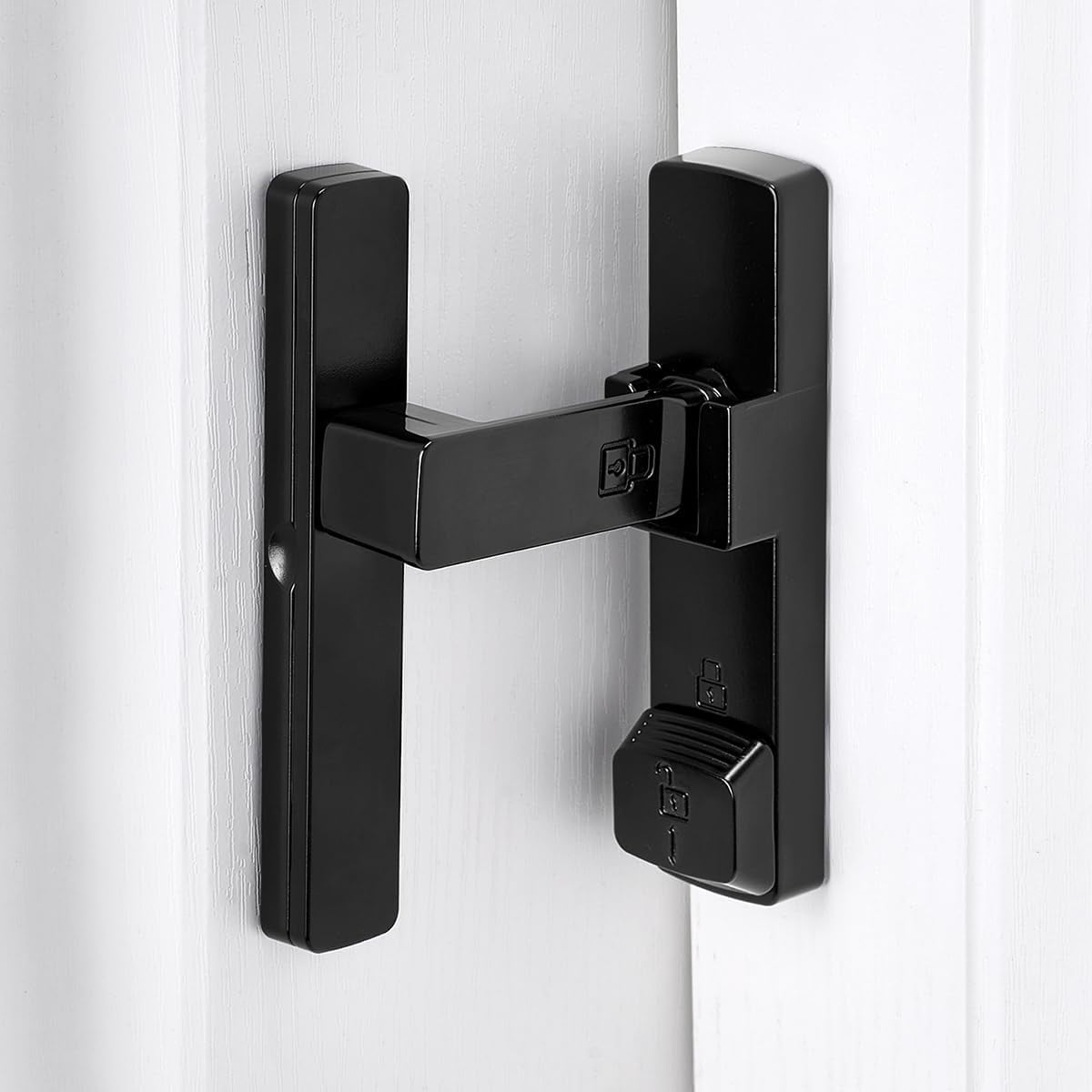 JJEAN-Black 90 Degree Barn Door Lock,Flip Gate Latches Hardware,Zinc Alloy Right Angle Door Lock Latch,Protect Privacy,for Barn Door,Cabinets,Windows,Garden,Bathroom