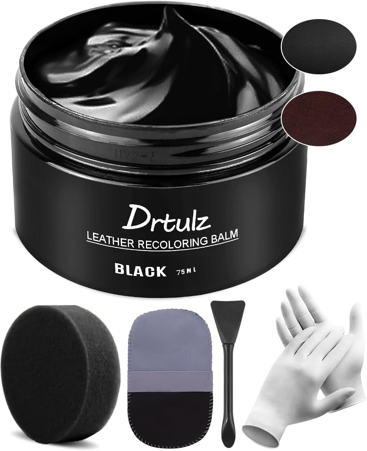 JJEAN-Black Leather Recoloring Balm, Leather Color Restorer Conditioner, Leather Repair Kits for Vinyl Furniture, Sofa, Car Seats, Shoes - Repair Leather Color on Faded & Scratched Leather Couches