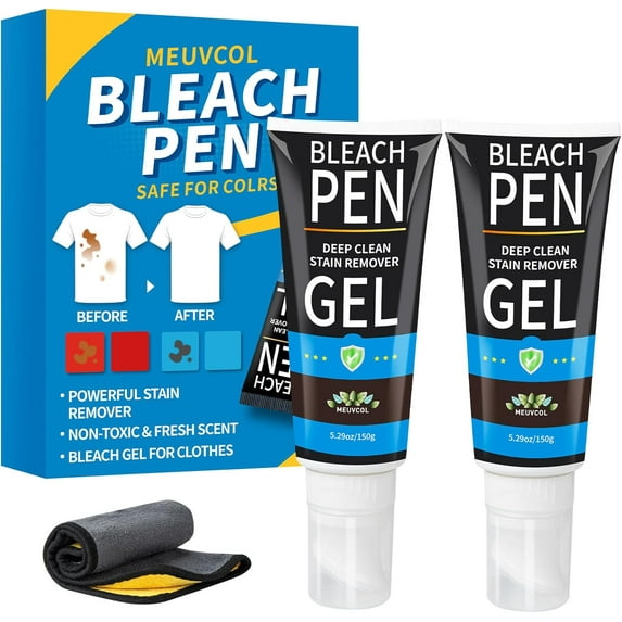 JJEAN-Bleach Pen for Clothing, 10.5 fl oz Stain Remover Pen for Whites & Colors, Portable Bleach Stick Stain Remover Gel for Travel & Home Use, Instantly Remove Stains Pen (Fresh Scent)