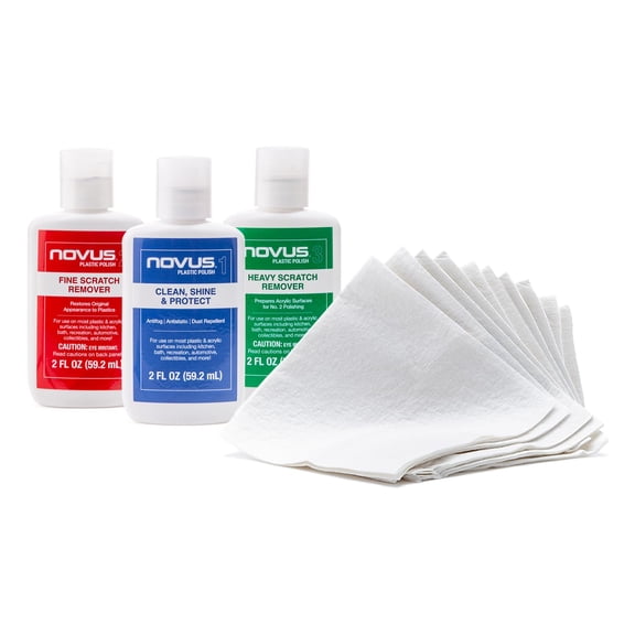 JJEAN-Bundle with 10 Count Polish Mates Pack | Plastic Polish & Cleaning Set | Plastic Clean & Shine #1, Fine Scratch Remover #2, Heavy Scratch Remover #3 | 2 Ounce Bottles