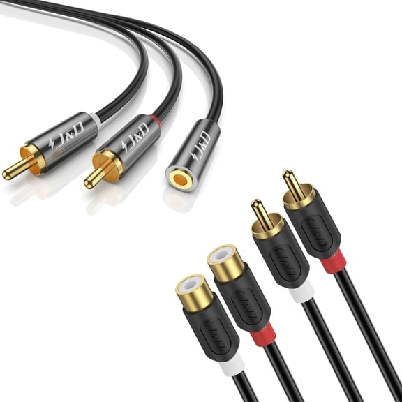JJEAN-Bundle2 Items: 3 Feet 2 RCA Extension Cable and 1 Feet RCA Cable