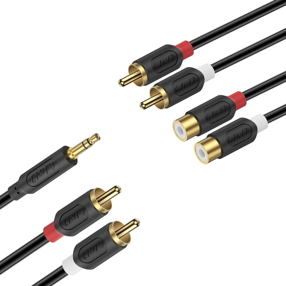 JJEAN-Bundle2 Items: 3 Feet 2 RCA Extension Cable and Y Splitter RCA Cable