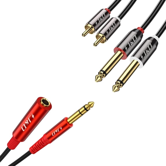 JJEAN-Bundle2 Items: 3 Feet RCA to 1/4 Cable and 1/4 Inch Extension Cable