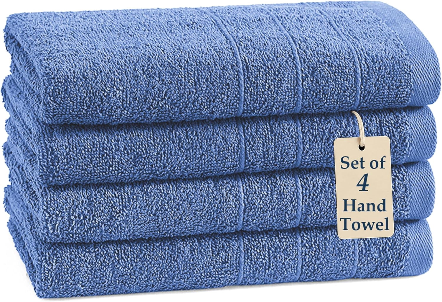 JJEAN-CASA PLATINO Bath Hand Towels for Bathroom - Pack of 4 (16"x28"), 100% Cotton Hand Towel - Soft, Durable, Quick Dry & Highly Absorbent - Hotel Quality Face Towels for Salons & Home Use - Cerule