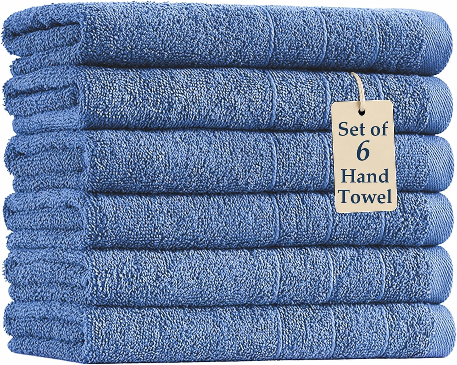 JJEAN-CASA PLATINO Bath Hand Towels for Bathroom - Pack of 6 (16"x28"), 100% Cotton Hand Towel - Soft, Durable, Quick Dry & Highly Absorbent - Hotel Quality Face Towels for Salons & Home Use - Cerule
