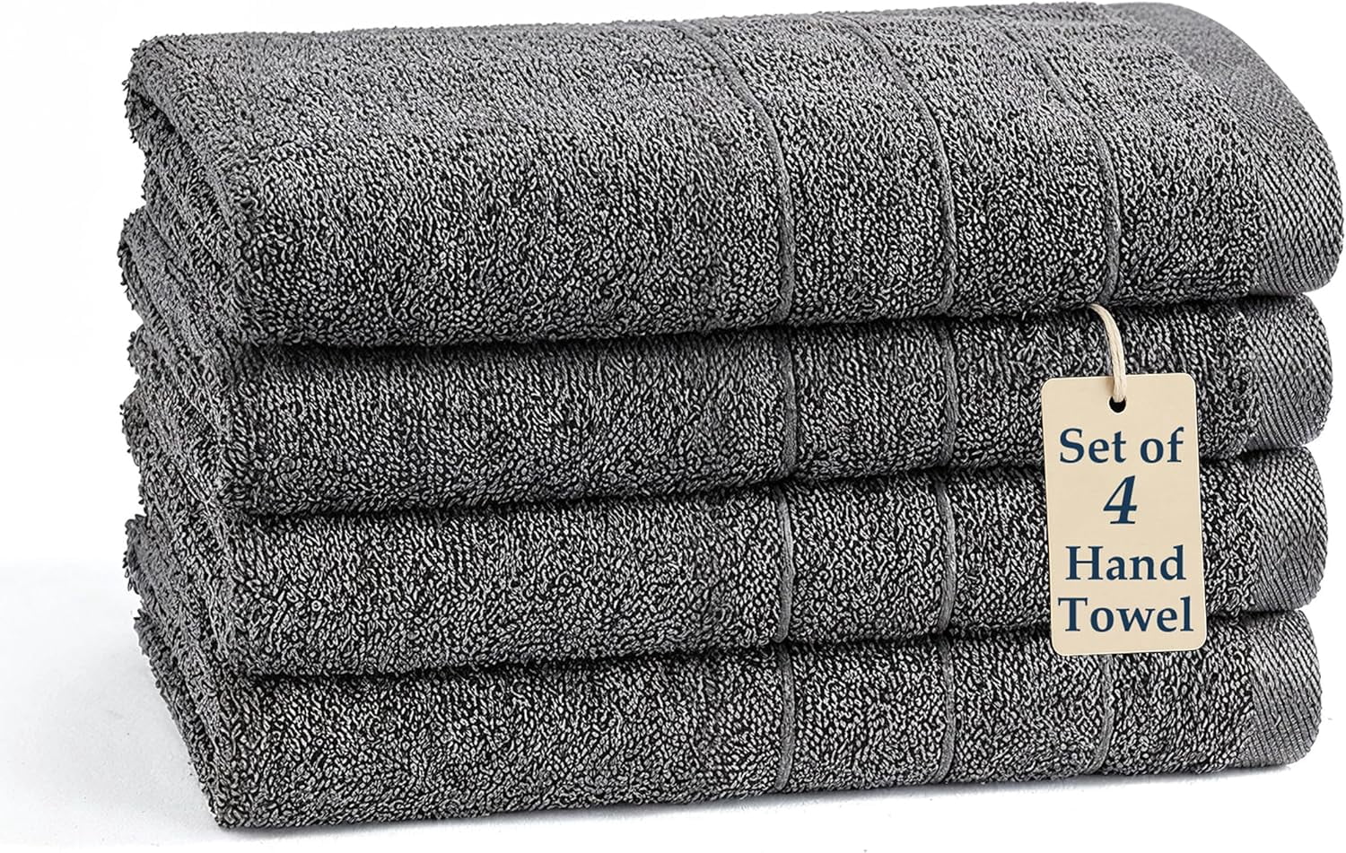 JJEAN-CASA PLATINO Hand Towels for Bathroom - 4 Pack (16"x28"), 100% Cotton Face Towel Set - Soft, Fade & Shrink Resistant - Hotel & Spa Inspired Hand Towels for Bathroom for Modern Family Homes - Co