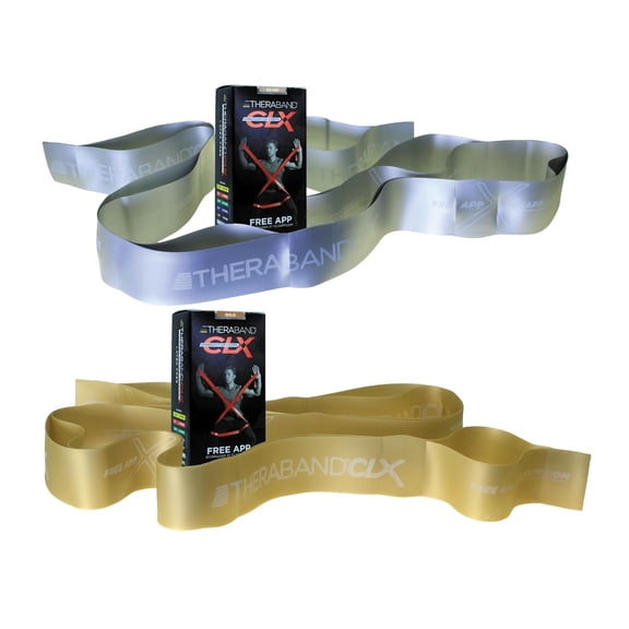 JJEAN-CLX Resistance Band 2-Pack, Super Heavy & Max Workout Bands with Loops, 5 Non-Latex Exercise Bands for Home, Gym, Travel, Full-Body Training, Silver & Gold