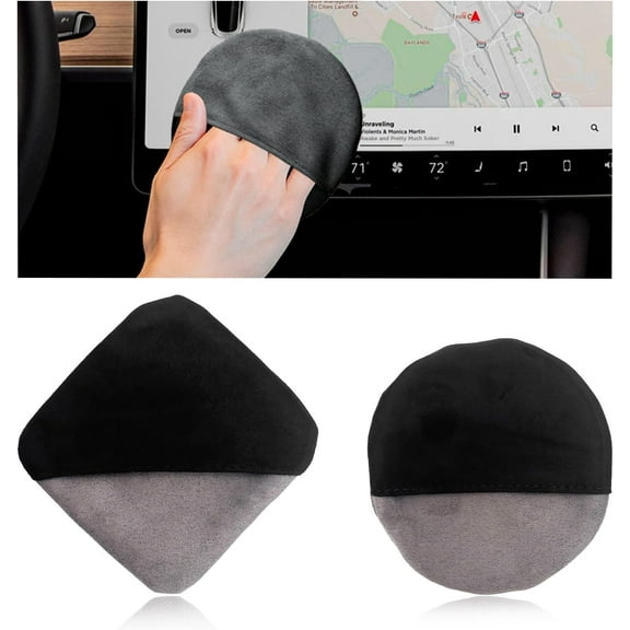 JJEAN-Car Screen Cleaner, Microfiber Auto Screen Cleaning Pad, Foldable Touch Screen Cleaner Cloth for Vehicle Dashboard LCD Display, Interior Car Accessories (Square+Round)