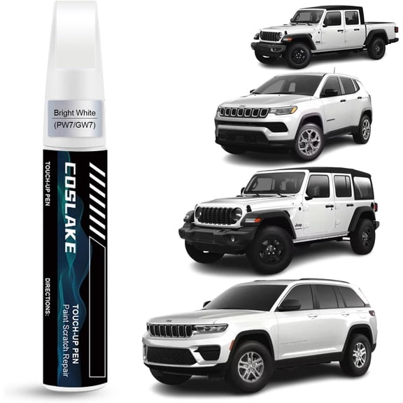 JJEAN-Car Touch Up Paint(Bright White(PW7/GW7)) for Jeep, Car Paint Scratch Repair Kit, Quick & Easy Solution to Repair, 2 in 1 Scratch Remover Pen with Color-Matched