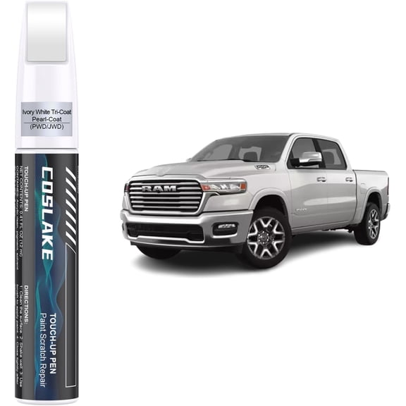 JJEAN-Car Touch Up Paint(Ivory White Tri-Coat Pearl-Coat(PWD/JWD)) for Dodge Ram, Car Paint Scratch Repair Kit, Quick & Easy Solution to Repair, 2 in 1 Scratch Remover Pen with 2PCS Disposable Micro