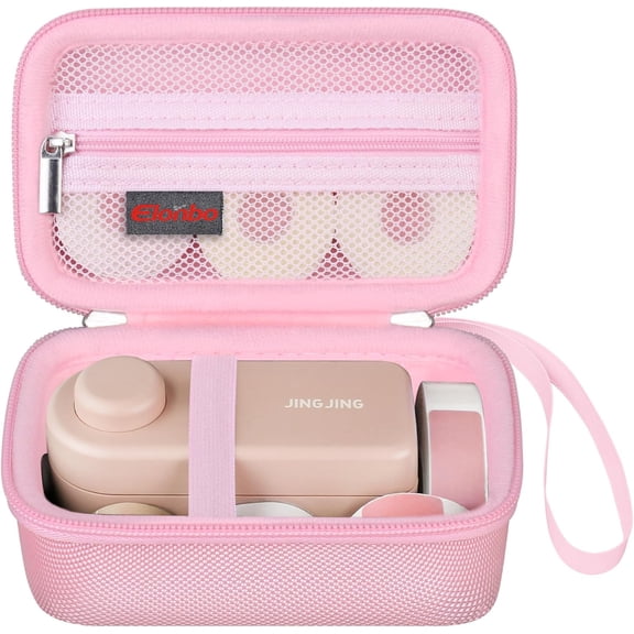 JJEAN-Carrying Case for Makeid Label Maker Machine, Makeid L1 Portable Bluetooth Label Printer Handheld Label Printer Storage Holder Bag, Extra Mesh Pocket Fits Label Paper Cable, Pink