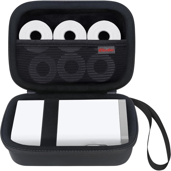 JJEAN-Carrying Case for Nelko P21/ SUPVAN E10/ ORGSTA S001/ NIIMBOT D110/ Phomemo D30/ ORGBRO X1 Label Maker Machine, Portable Mini Bluetooth Label Printer Holder, Mesh Pocket Fits Label Paper, Black