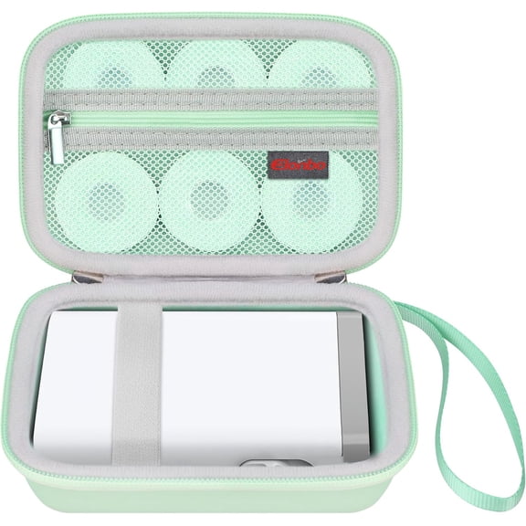 JJEAN-Carrying Case for Nelko P21/ SUPVAN E10/ ORGSTA S001/ NIIMBOT D110/ Phomemo D30/ ORGBRO X1 Label Maker Machine, Portable Mini Bluetooth Label Printer Holder, Mesh Pocket Fits Label Paper, Green