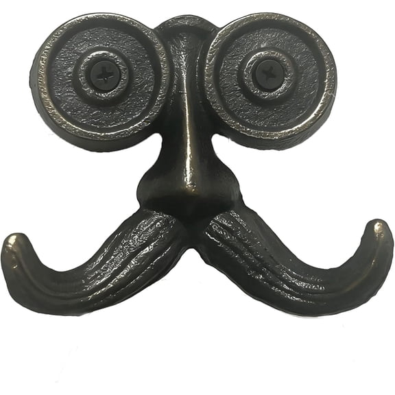 JJEAN-Cast Iron Hook, Heavy Duty Vintage Decorative Wall Hooks for Hanging, Art Decorative Antique Beard Shape Wall Hanger with 2 Hooks and Screws for Coat Scarf Bag Towel Key Cap Decorative Gift (1)