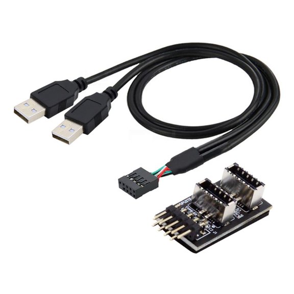 JJEAN-ChenYang USB 2.0 9Pin/10Pin 1 to 2 USB 2.0/USB 3.1 Type E Front Panel Socket Mainboard Header Extension Cable Adapter