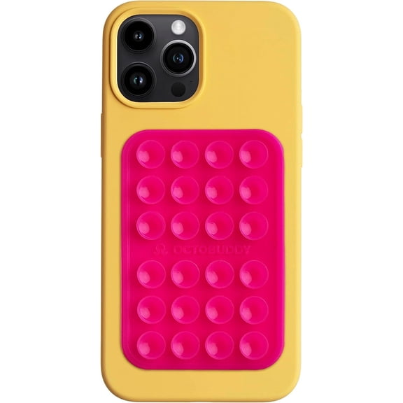 JJEAN-Classic MAX - Silicone Suction Phone Case Adhesive Mount - Hands-Free, Strong Grip Holder for Selfies and Videos - iPhone and Android Compatible - 2.6 x 3.9, Hot Pink