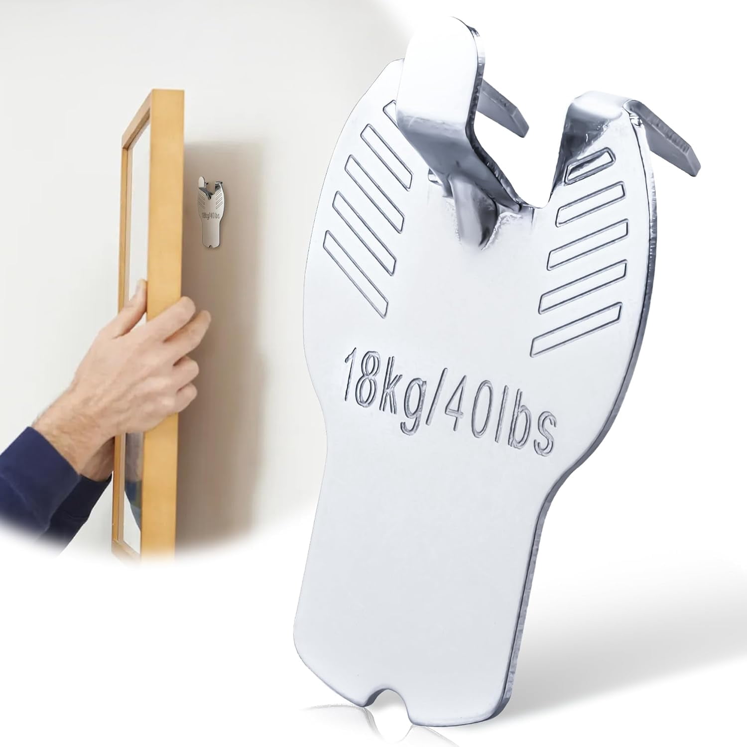 JJEAN-Claw Drywall Picture Hangers 30 Pack, Picture Hanging Hooks Support 40Lbs, Drywall Picture Hanger for Photos, Posters, Mirror, Painting, Minimal Damage Wall Hooks