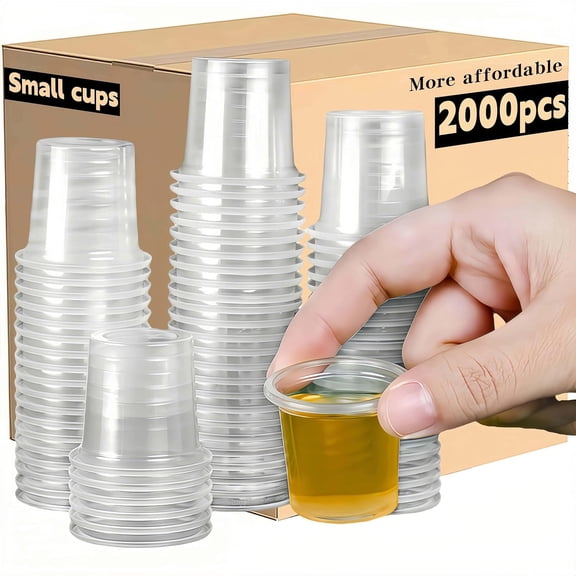 JJEAN-Clear Disposable Shot Glasses 1.5oz-2oz-3oz, Plastic Mini Shot Cups for Tasting Parties, Small Disposable Cups for Shots & Sampling (200, 3OZ)