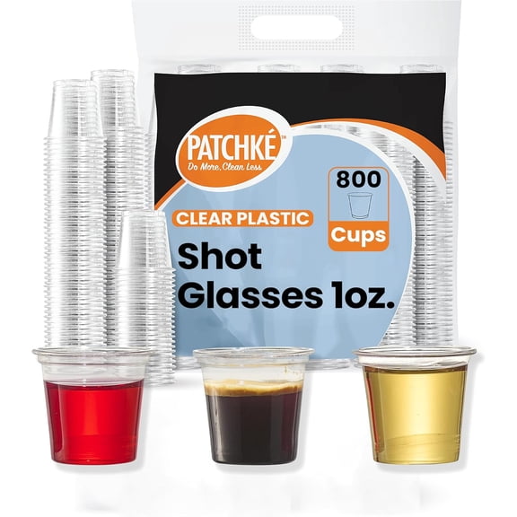 JJEAN-Clear Plastic Shot Glasses 1OZ - 800 Bulk Pack - Disposable Small Sample Cups For Parties and Events (1 Ounce Mini Cups)