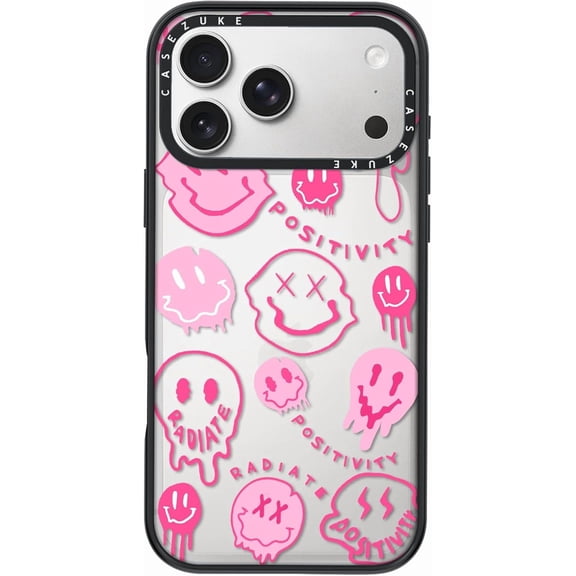 JJEAN-Clear TPU Phone Case Cover for iPhone with Design, Drop Protection, Cute Case for Girl Women (Clear-Smiley Face3, iPhone 17 Pro)
