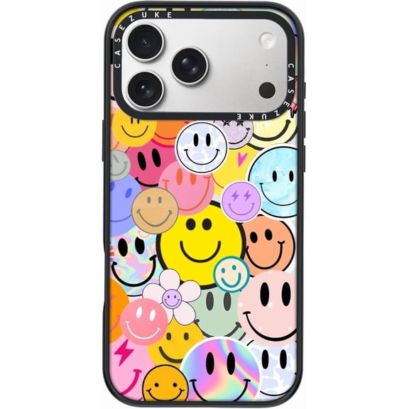 JJEAN-Clear TPU Phone Case Cover for iPhone with Design, Drop Protection, Cute Case for Girl Women (Smiley Face-1, iPhone 17 Pro)