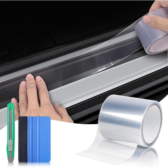 JJEAN-Clear Vinyl Wrap Tape, Car Door Edge Guard Door Sill Protector, Transparent Paint Protection Film for Most Cars Rearview Mirror Handle Bumper Window Stair (Clear, 4inch x 30ft)