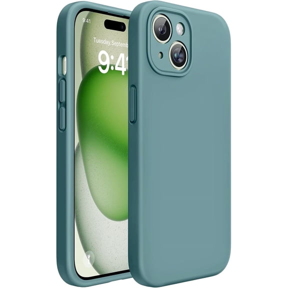 JJEAN-Compatible with iPhone 15 Plus Case, [Soft Anti-Scratch Microfiber Lining], Liquid Silicone Case Gel Rubber Shockproof Drop Protection Phone Case for iPhone 15 Plus, Midnight Green