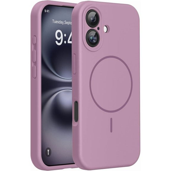 JJEAN-Compatible with iPhone 16 Case, [Soft Anti-Scratch Microfiber Lining], Compatible with MagSafe, Liquid Silicone Case Shockproof Drop Protection Phone Case for 16,Blackcurrant