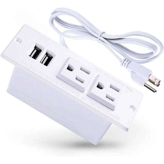 JJEAN-Conference Recessed Power Strip Socket with USB Ports,Table Power Strip,Desktop Charging Station with 2-Outlets and 2 USB Ports