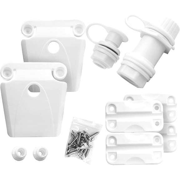 JJEAN-Cooler Replacement Parts Kit, Ice Chest Plastic Hinges, Latch Posts, Threaded, and Triple-Snap Drain Plug. Compatible With Igloo Cooler. Option for Repairing and Replacing Multiple Cooler Parts