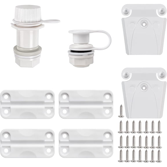 JJEAN-Cooler Replacement Parts Kit, for Igloo Ice Chest Plastic Hinges,Plastic Latch and Screws Combo,Triple-Snap Drain Plug,Threaded Drain Plug, Cooler Repair kit