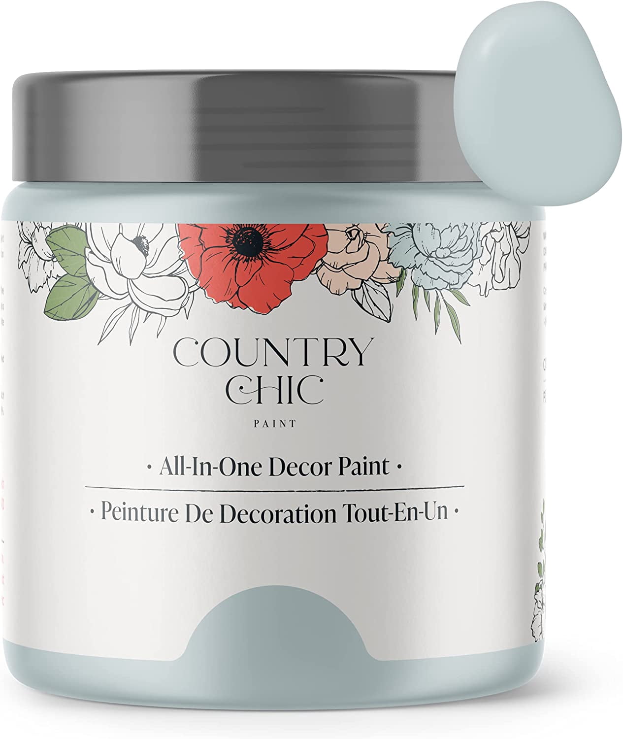JJEAN-Country Chic All-in-One Chalk Paint for Furniture, Cabinets, Home Decor, Eco-Friendly, Matte Finish, Built-In Primer & Top Coat for Wood, Metal - Belle of the Ball (Light Blue) - 4 oz (118 ml)
