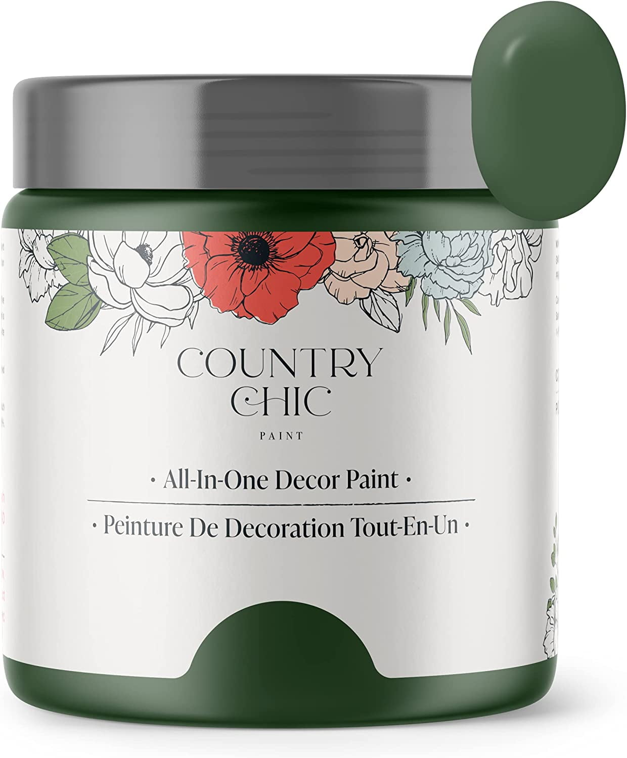 JJEAN-Country Chic All-in-One Chalk Paint for Furniture, Cabinets, Home Decor, Eco-Friendly, Matte Finish, Built-In Primer & Top Coat for Wood, Metal - Fireworks (Forest Green) - 4 oz (118 ml)