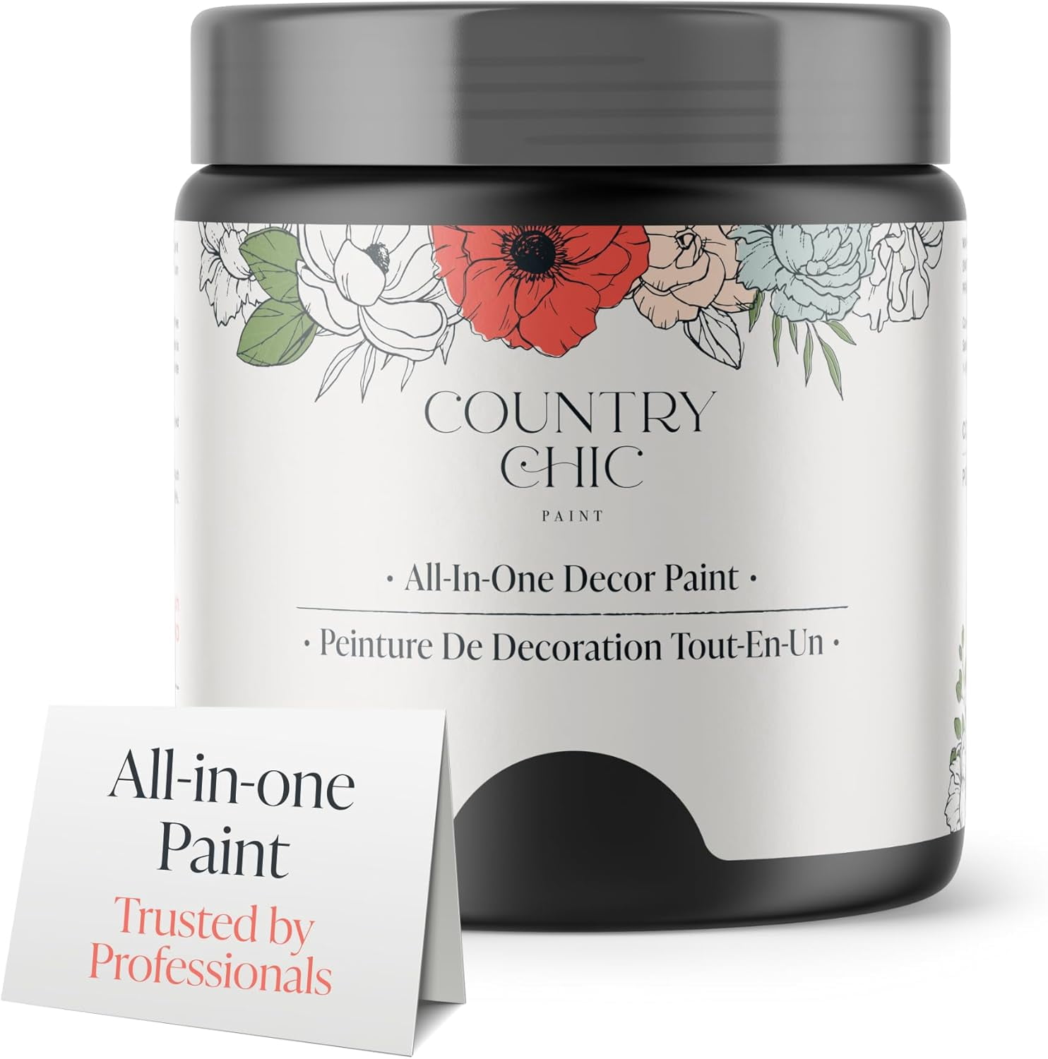 JJEAN-Country Chic All-in-One Chalk Paint for Furniture, Cabinets, Home Decor, Eco-Friendly, Matte Finish, Built-In Primer & Top Coat for Wood, Metal - Liquorice (Black) - 4 oz (118 ml)