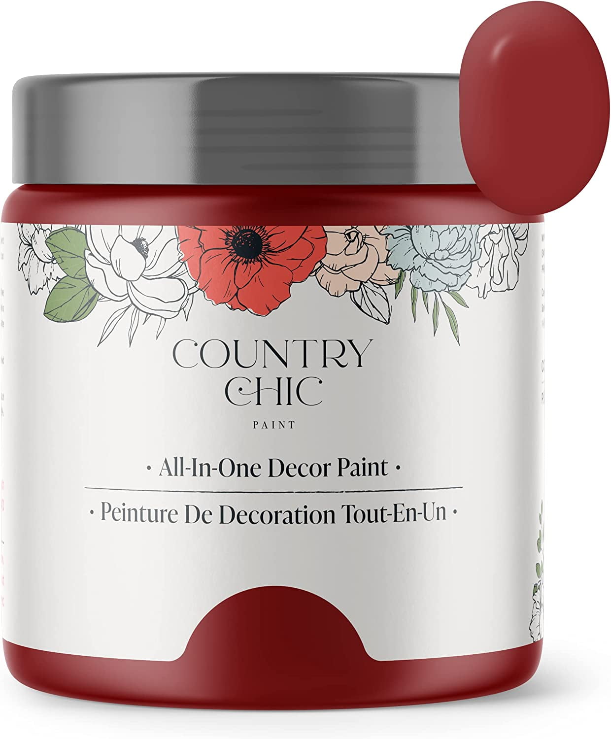 JJEAN-Country Chic All-in-One Chalk Paint for Furniture, Cabinets, Home Decor, Eco-Friendly, Matte Finish, Built-In Primer & Top Coat for Wood, Metal - Paint The Town (Red) - 4 oz (118 ml)