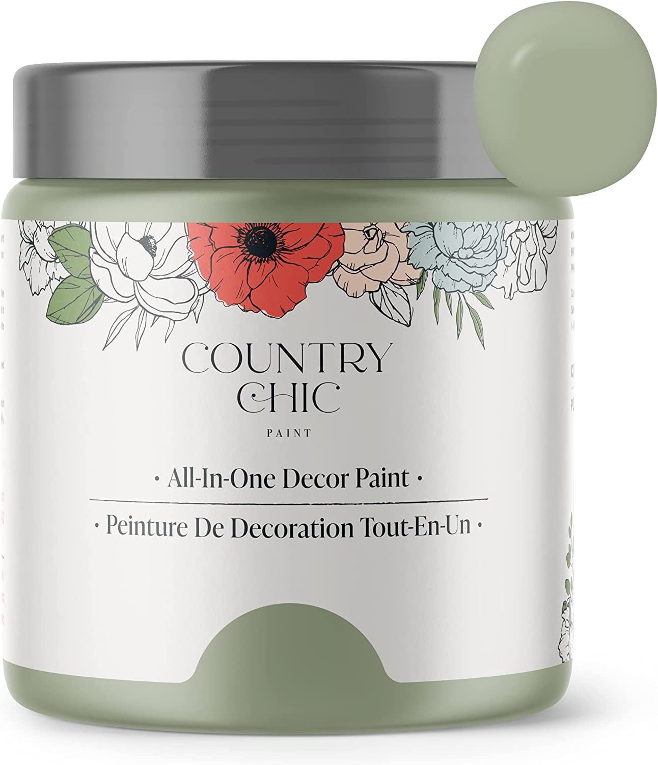 JJEAN-Country Chic All-in-One Chalk Paint for Furniture, Cabinets, Home Decor, Eco-Friendly, Matte Finish, Built-In Primer & Top Coat for Wood, Metal - Sage Advice (sage Green) - 4 oz (118 ml)
