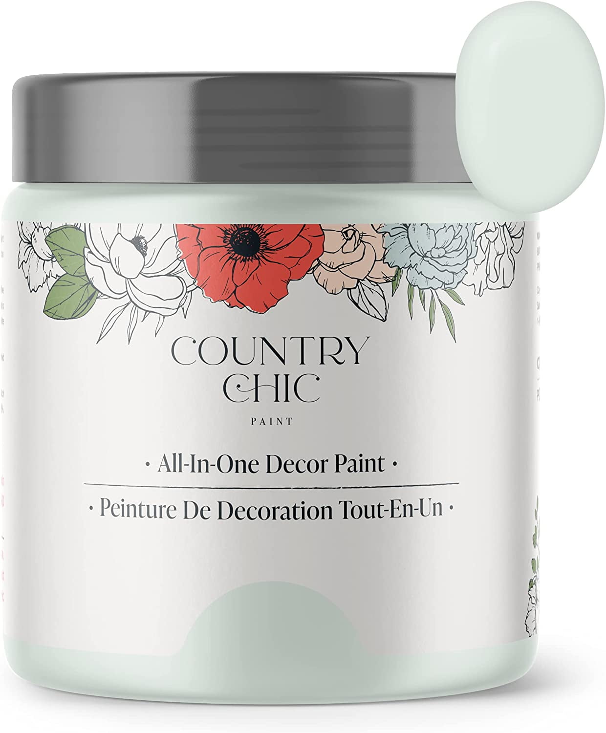 JJEAN-Country Chic All-in-One Chalk Paint for Furniture, Cabinets, Home Decor, Eco-Friendly, Matte Finish, Built-In Primer & Top Coat for Wood, Metal - String of Pearls (Light Green) - 4 oz (118 ml)
