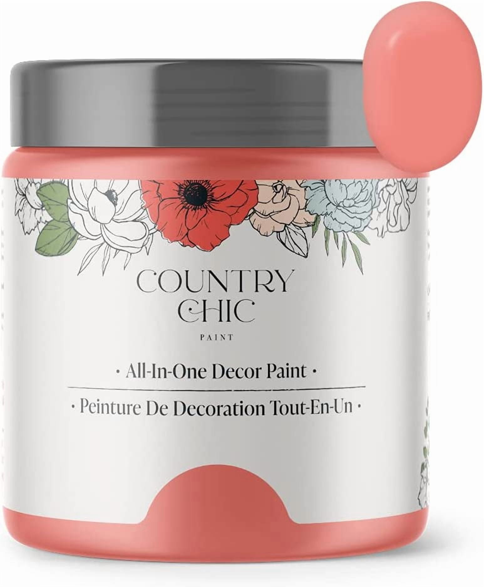 JJEAN-Country Chic All-in-One Chalk Paint for Furniture, Cabinets, Home Decor, Eco-Friendly, Matte Finish, Built-In Primer & Top Coat for Wood, Metal - Sunset Glow (Coral Pink) - 4 oz (118 ml)