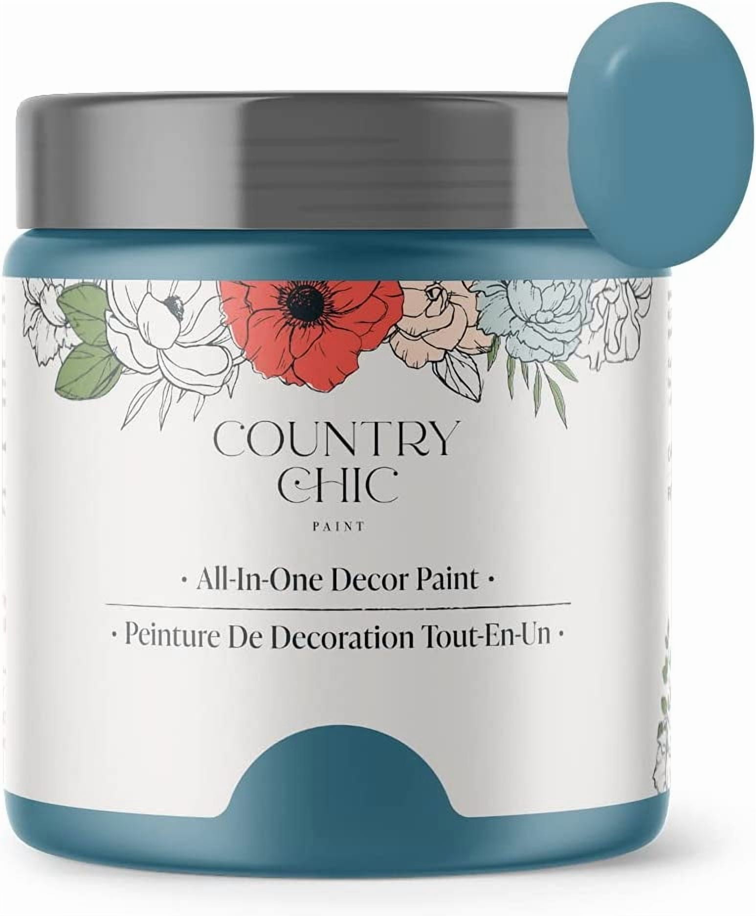 JJEAN-Country Chic All-in-One Chalk Paint for Furniture, Cabinets, Home Decor, Eco-Friendly, Matte Finish, Built-In Primer & Top Coat for Wood, Metal - Tide Pool (Blue) - 4 oz (118 ml)