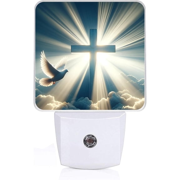 JJEAN-Cross Heaven Night Light,Plug-in Night Lights with Dusk-to-Dawn Sensor for Bedroom,Bathroom and Living Room Sleep Friendly lamp 0.5w
