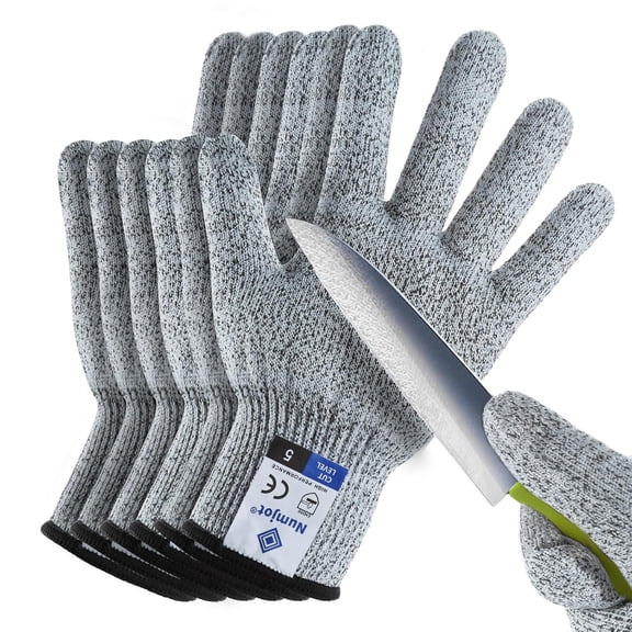 JJEAN-Cut Resistant Gloves,3 Pairs Food Grade Level 5 Protection, Safety Kitchen Cut Gloves for Oyster Shucking, Fish Fillet Processing, Mandolin Slicing, Meat Cutting and Wood Carving(Gray-Small)