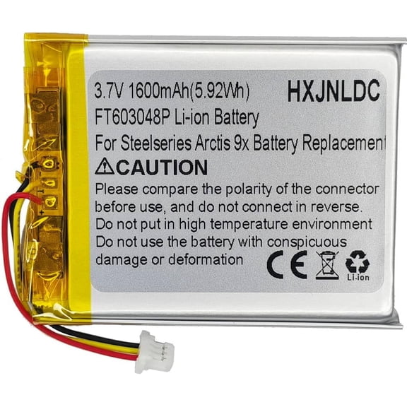JJEAN-DC 3.7V 1600mAh FT603048P Rechargeable Polymer Lithium Battery for Steelseries Arctis 9X Wireless Gaming Headset Battery Replacement