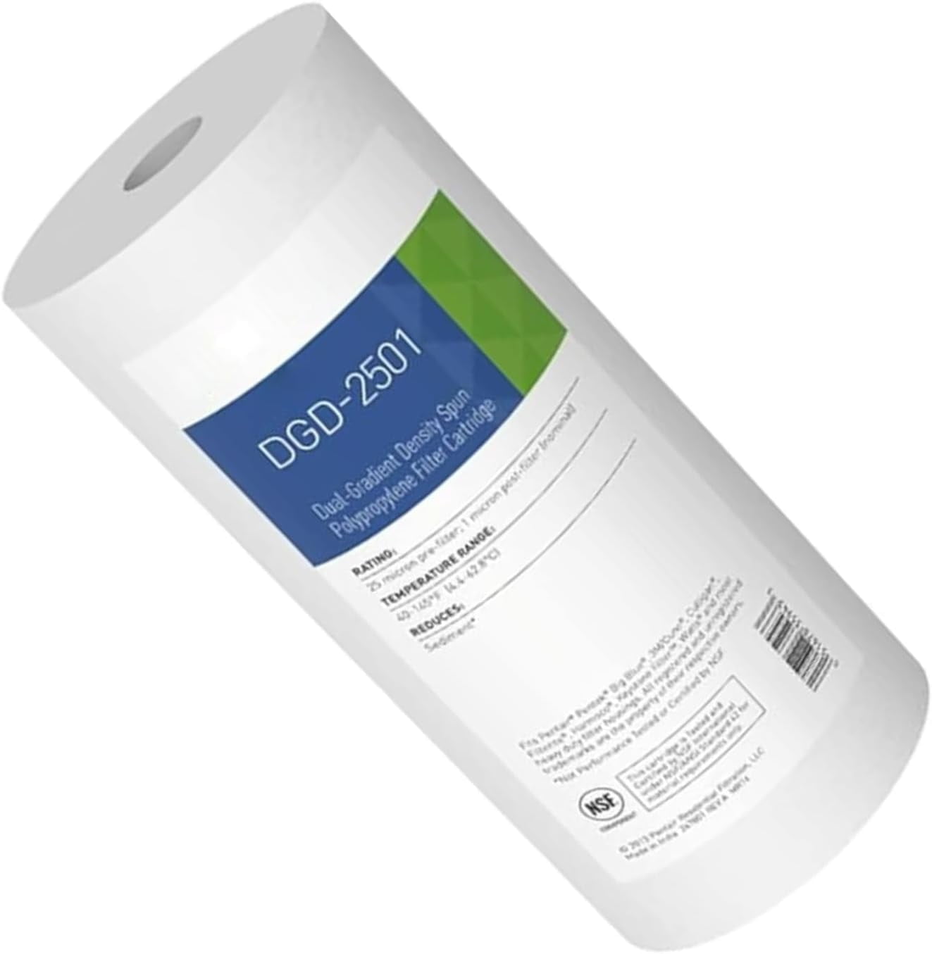JJEAN-DGD-2501 Big Blue Water Filter,10-Inch Whole House Sediment Filter Cartridge Replacement, Dual-Gradient Density Spun Polypropylene, 10" x 4.5", 1 Micron, Pack of 1