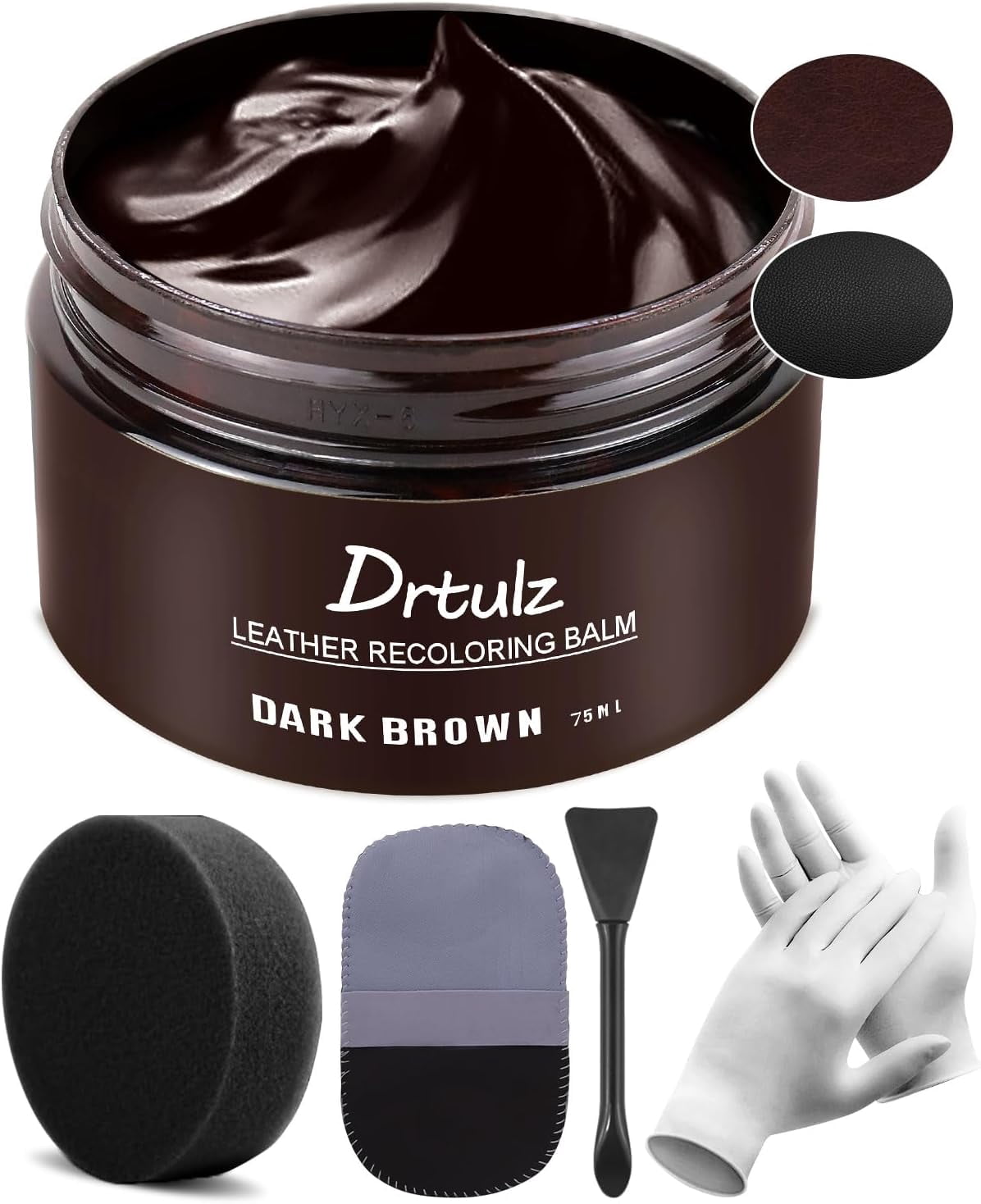 JJEAN-Dark Brown Leather Recoloring Balm, Leather Repair Kit for Furniture, Leather Scratch Remover, Leather Color Restorer for Couch, Car Seats, Shoes - Repair Leather Dye for Scratched and Faded Le