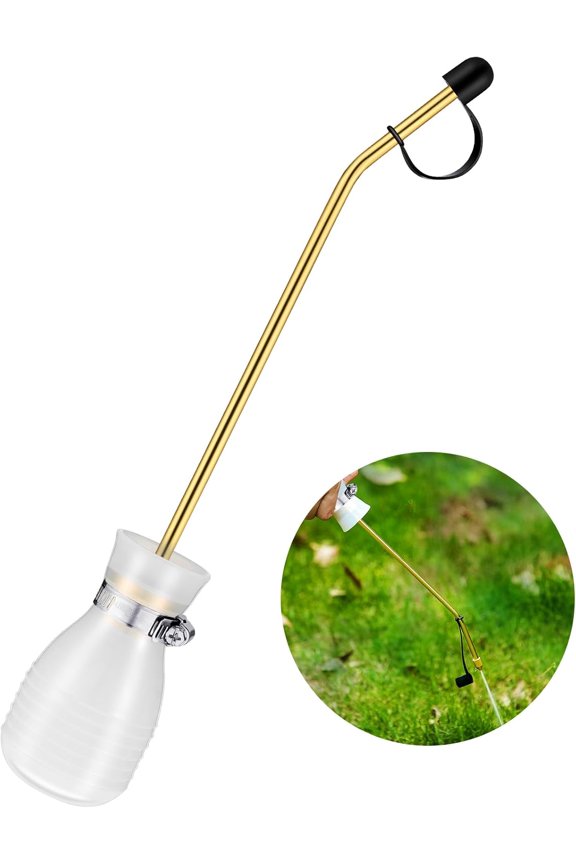 -Diatomaceous Earth Powder Duster Bulb Duster Sprayer 4.6 oz with Long Copper Garden Powder Applicator Dispenser for Organic Gardening Agricultural Supplies(White)