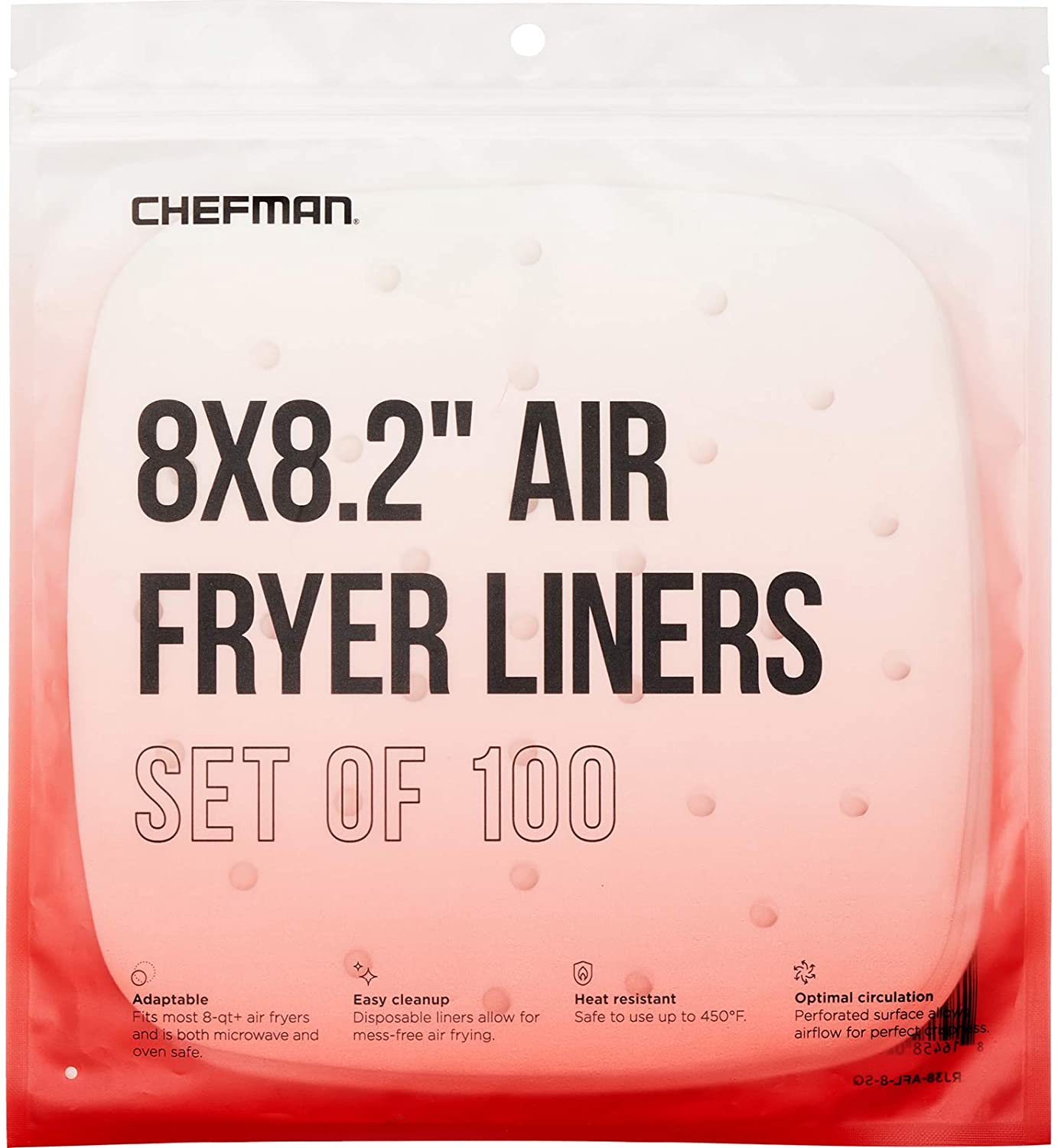 JJEAN-Disposable Air Fryer Liners, Heat-Resistant Parchment Paper For Baskets, 100 Pack, 8x 8” Square