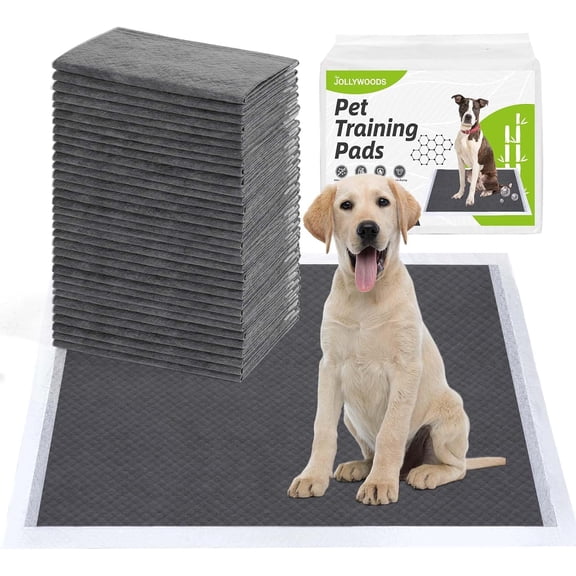 JJEAN-Disposable Dog Pee Pads, 18" x 24" Odor-Control Bamboo Charcoal Fiber Puppy Pads, Super Absorbent & Leak Proof Pet Training Pads, Quick Dry for Dogs, Cats and Rabbits - 50 Counts
