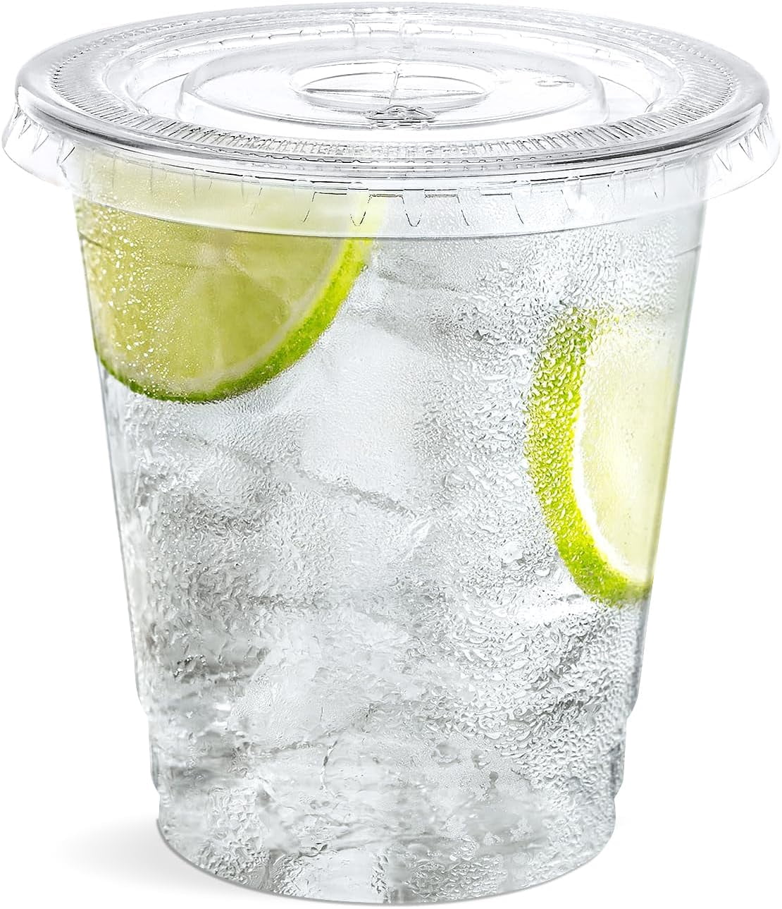 JJEAN-Disposable Plastic Cups with Lids 8 oz Clear Plastic Cups 50 Pack, Cold Drink Containers Party Cups for Beverage Coffee Soda Juice Smoothie