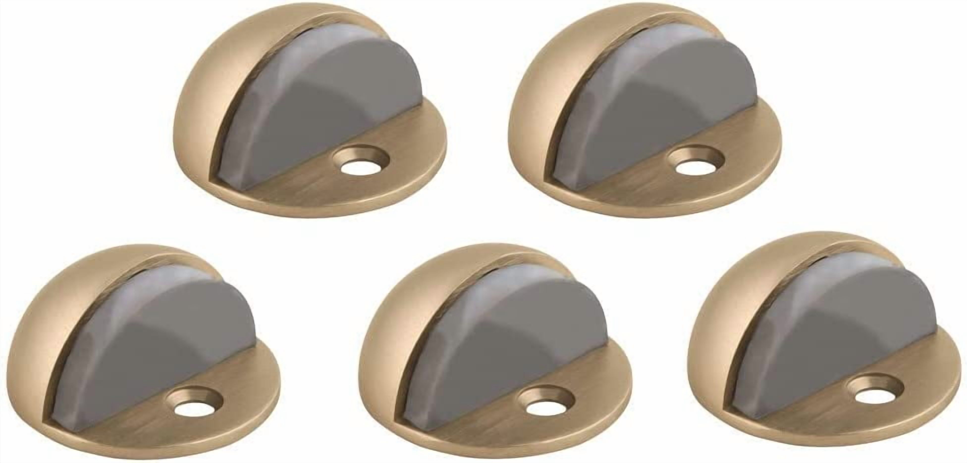 JJEAN-Dome Door Stop Wall Protectors with Rubber Stopper \u2013 Satin Brass Floor Mounted Door Stoppers 5-Pack \u2013 , 181875
